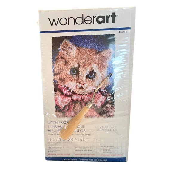 Wonderart Prize Kitty Cat Latch Hook Rug Kit 15"x20" With Tool 426145 - Picture 3 of 6